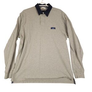 LL Bean Men's Gray Long Sleeve Polo Shirt Traditional Fit L REG